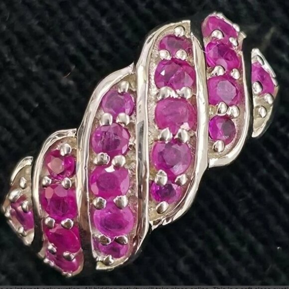 Gold plated Sterling Silver Ruby (0.9ct) Rhodium Plated Ring Size 7 - Picture 1 of 2